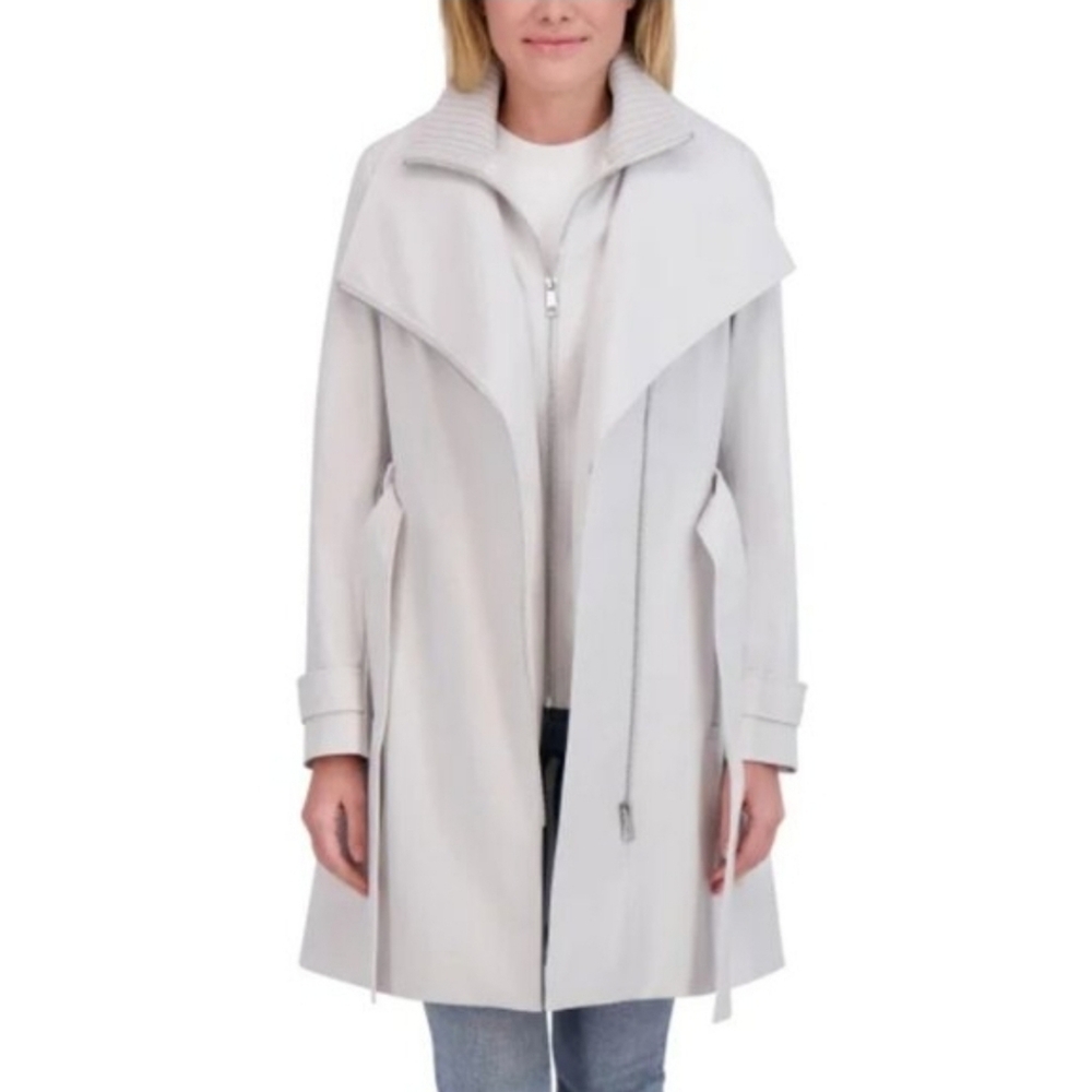 New Halston Women's Belted Trench Coat Gray - Picture 2 of 11